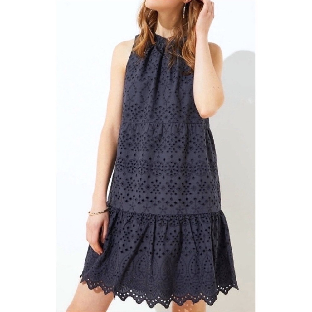 LOFT Ruffle Eyelet Tiered Tank Dress S Cottagecore‎ Romantic Prairie Euro Fairy